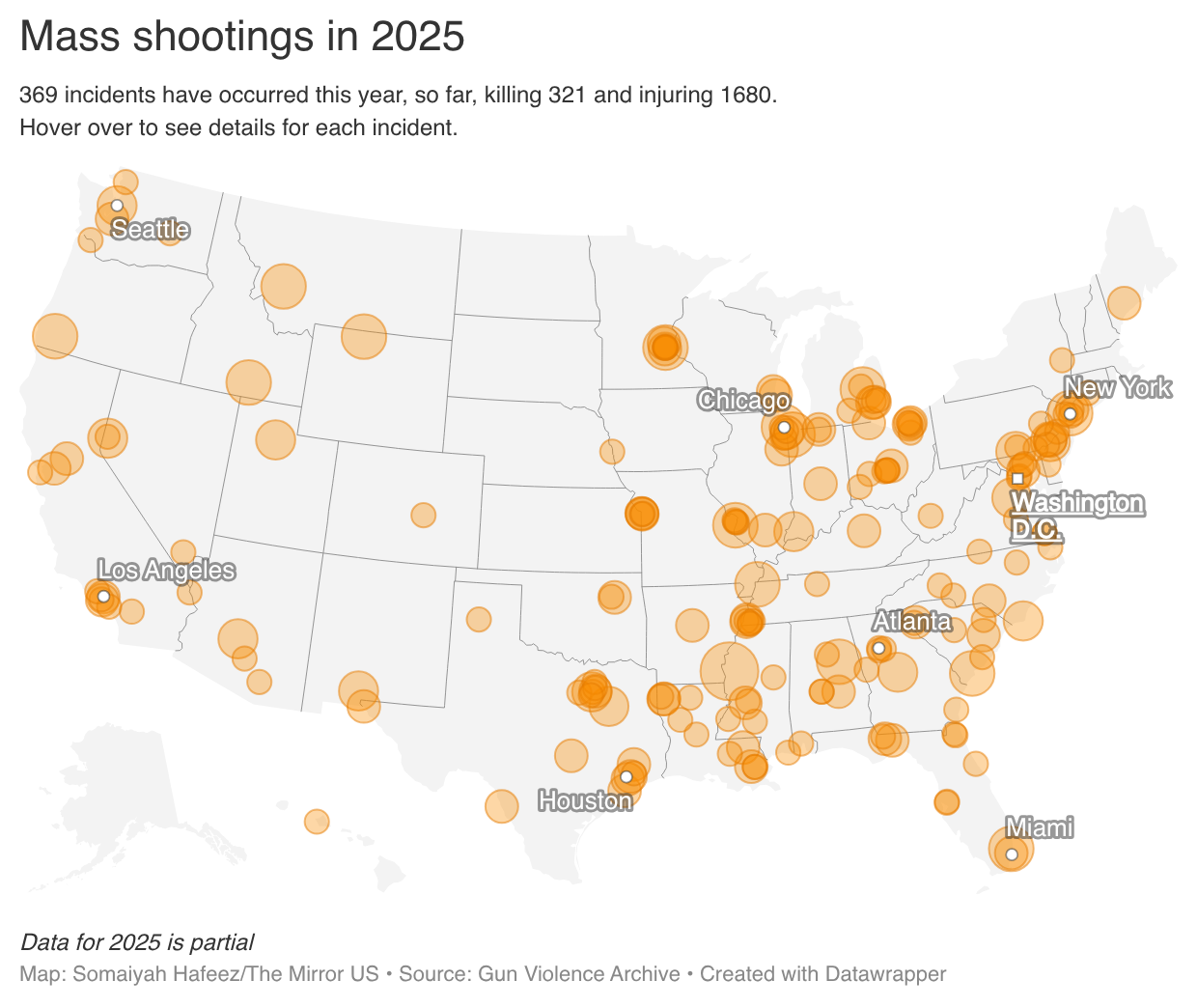 Mass shootings map